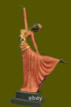 Signée Art Déco Chiparus Ventre Danseuse Bronze Marbre Sculpture Figurine