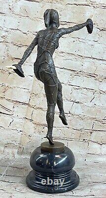 Signée Bronze Sculpture Art Déco Très Détaillé D Chiparus Statue Sur Marbre
