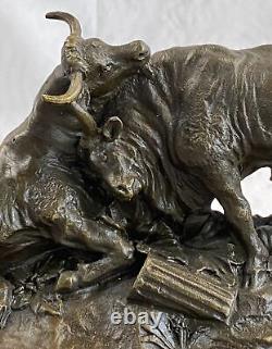 Signée Clesinger Combat De Taureaux Bronze Statue Animal Art Déco Figurine Décor