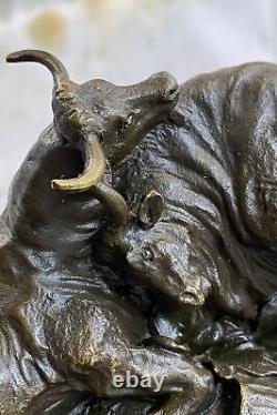 Signée Clesinger Combat De Taureaux Bronze Statue Animal Art Déco Figurine Décor