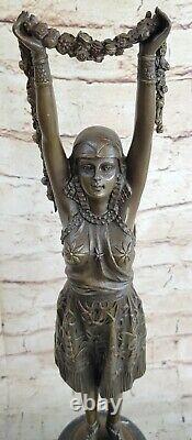 Signée D. H. Bronze Statue Art Déco Danseuse Sculpture Figurine Gift