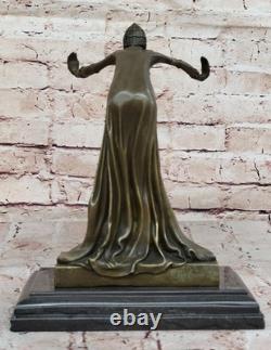 Signée D. H Chiparus, Bronze Art Déco Danseuse Sculpture Nouveau Marbre Figurine