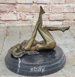 Signée Deco Bronze Sculpture Cubism Chair Fille Abstrait Art Moderne Figurine