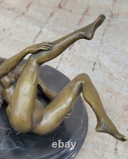 Signée Deco Bronze Sculpture Cubism Chair Fille Abstrait Art Moderne Figurine