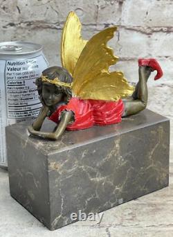 Signée Forêt Fairy Par Miguel Lopez Bronze Art Déco Sculpture Statue Figurine De