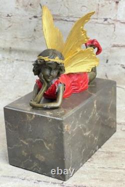 Signée Forêt Fairy Par Miguel Lopez Bronze Art Déco Sculpture Statue Figurine De