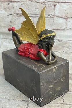 Signée Forêt Fairy Par Miguel Lopez Bronze Art Déco Sculpture Statue Figurine De