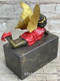 Signée Forêt Fairy Par Miguel Lopez Bronze Art Déco Sculpture Statue Figurine De