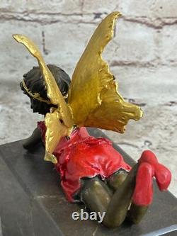 Signée Forêt Fairy Par Miguel Lopez Bronze Art Déco Sculpture Statue Figurine De