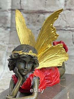 Signée Forêt Fairy Par Miguel Lopez Bronze Art Déco Sculpture Statue Figurine De