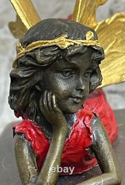 Signée Forêt Fairy Par Miguel Lopez Bronze Art Déco Sculpture Statue Figurine De