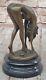 Signée Haute Qualité Cesaro Art Déco Bronze Chair Fille Socle Statue Solde