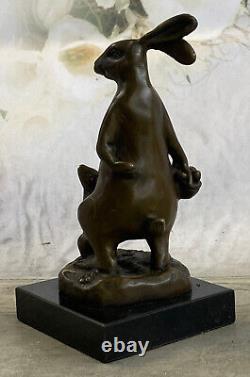 Signée Milo Bronze Sculpture Statue Art Lapin Deco Maison Jardin Décor Figurine