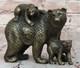 Sign&eacute;e Original Ours Famille Portrait Buste Bronze Sculpture Art D&eacute;co
