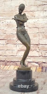 Signée Preiss Bronze Dancing Girl Musée Qualité Art Déco Statue Décor Figurine