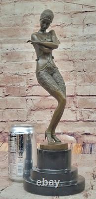Signée Preiss Bronze Dancing Girl Musée Qualité Art Déco Statue Décor Figurine