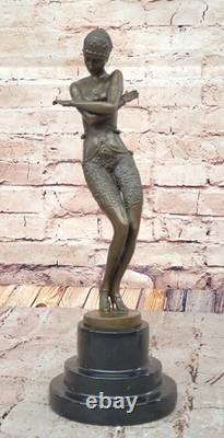 Signée Preiss Bronze Dancing Girl Musée Qualité Art Déco Statue Décor Figurine