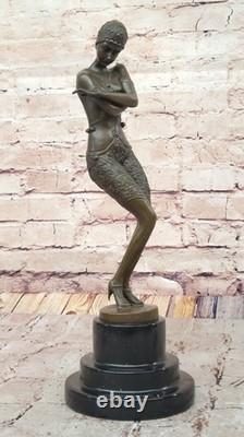Signée Preiss Bronze Dancing Girl Musée Qualité Art Déco Statue Décor Figurine