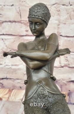 Signée Preiss Bronze Dancing Girl Musée Qualité Art Déco Statue Décor Figurine