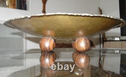 Signée René DELAVAN Coupe Étain Martelé Art Déco Dinanderie Française 1930