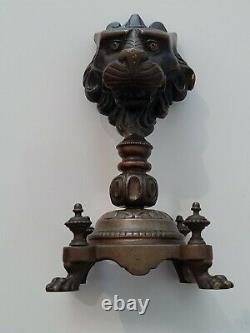 Statue Bronze Ancien Tête De Lion Roi Art Deco Animaux Animalier