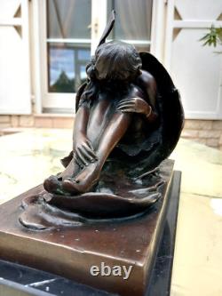 Statue Bronze Style Art Deco-jeune Femme Sortant D'un Oeuf-d'apres Bruno Zach