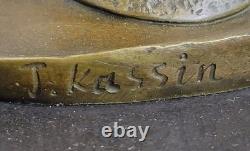 Statue En Bronze De Fleurs De Jardin Vintage En Marbre Art Déco Artwork NR