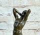 Statue En Bronze Signée Art Déco Nue Sculpture Figurine Sur Socle En Marbre