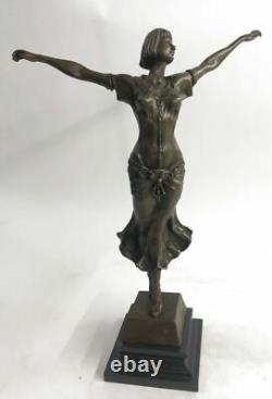 Statue Figurine De Danseur Art Déco Signée D. H. Chiparus En Bronze Décor NR