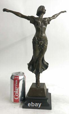Statue Figurine De Danseur Art Déco Signée D. H. Chiparus En Bronze Décor NR