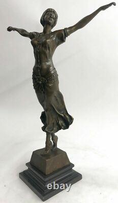 Statue Figurine De Danseur Art Déco Signée D. H. Chiparus En Bronze Décor NR