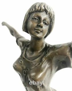 Statue Figurine De Danseur Art Déco Signée D. H. Chiparus En Bronze Décor NR