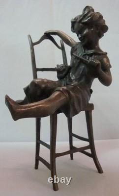 Statue Fille Chat Style Art Déco Style Art Nouveau Style Jugendstil Bronze