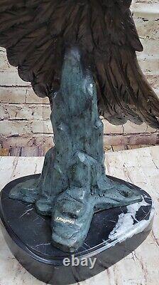 Statue Sculpture Aigle Oiseau Faune Art Déco Style Art Nouveau Style Bronze LR