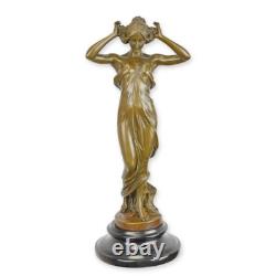 Statue Sculpture Bronze Art Déco Nouveau Femme Nymphe Vallée DSJK-35 Moderne