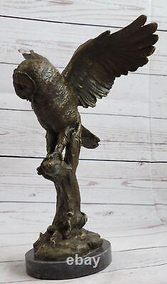 Statue Sculpture Chouette Oiseau Faune Art Déco Style Art Nouveau Style Bronze