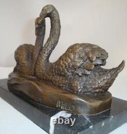 Statue Sculpture Cygne Oiseau Animalier Style Art Deco Style Art Nouveau Bronze