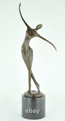 Statue Sculpture Danseuse Nue Acrobate Style Moderne Style Art Deco Bronze massi