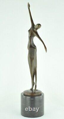 Statue Sculpture Danseuse Nue Acrobate Style Moderne Style Art Deco Bronze massi