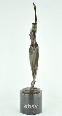 Statue Sculpture Danseuse Nue Acrobate Style Moderne Style Art Deco Bronze massi