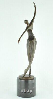 Statue Sculpture Danseuse Nue Acrobate Style Moderne Style Art Deco Bronze massi