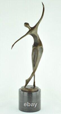 Statue Sculpture Danseuse Nue Acrobate Style Moderne Style Art Deco Bronze massi