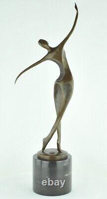 Statue Sculpture Danseuse Nue Acrobate Style Moderne Style Art Deco Bronze massi