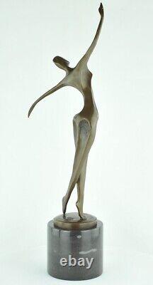 Statue Sculpture Danseuse Nue Acrobate Style Moderne Style Art Deco Bronze massi