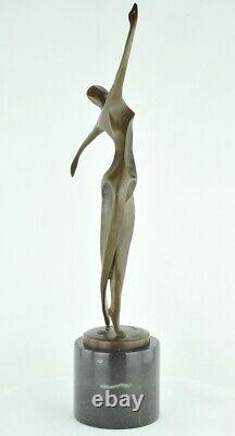 Statue Sculpture Danseuse Nue Acrobate Style Moderne Style Art Deco Bronze massi