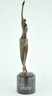 Statue Sculpture Danseuse Nue Acrobate Style Moderne Style Art Deco Bronze massi