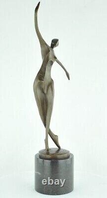 Statue Sculpture Danseuse Nue Acrobate Style Moderne Style Art Deco Bronze massi