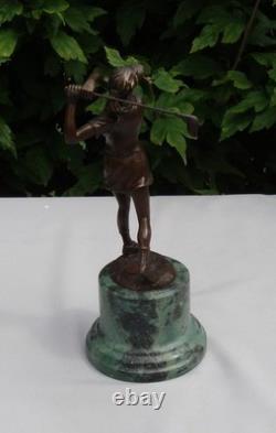 Statue Sculpture Golfeuse Golf Style Art Deco Style Art Nouveau Bronze massif Si