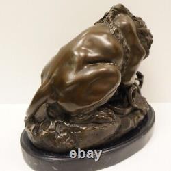 Statue Sculpture Lion Animalier Style Art Deco Style Art Nouveau Bronze massif S