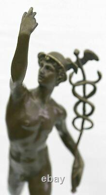 Statue Sculpture Mercury Art Déco Style Art Nouveau Style Bronze Fonte Signé